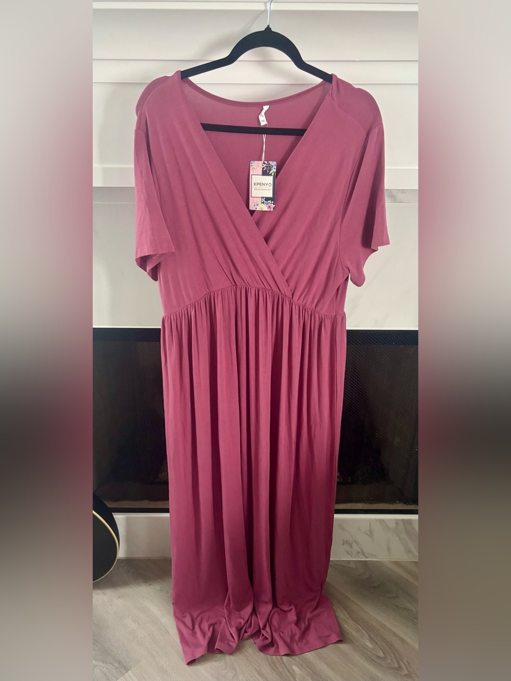 XPENYO Mauve Wrap-Style Women's Maxi Dress maternity 2XL